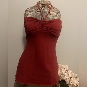 Vintage Eyeshadow Red Halter Top Sz S